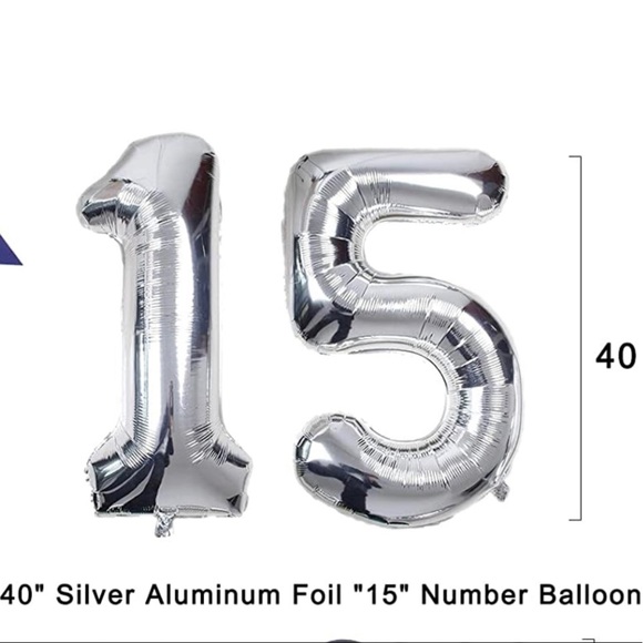 Silver 15 Silver Balloons - Picture 3 of 3